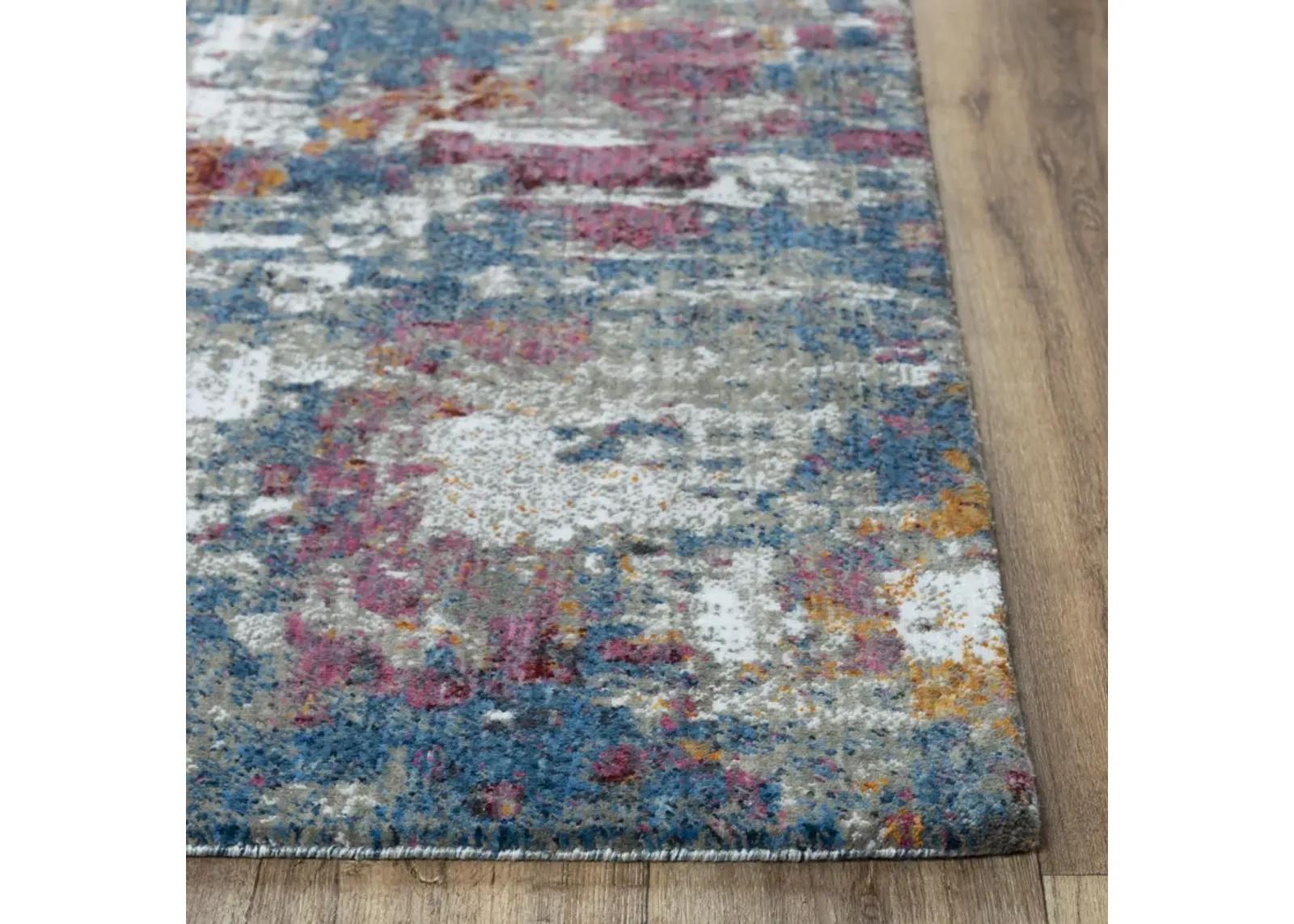 Signature Gray/Blue  Recycled Polyester 2'6" x 8' Runner Rug