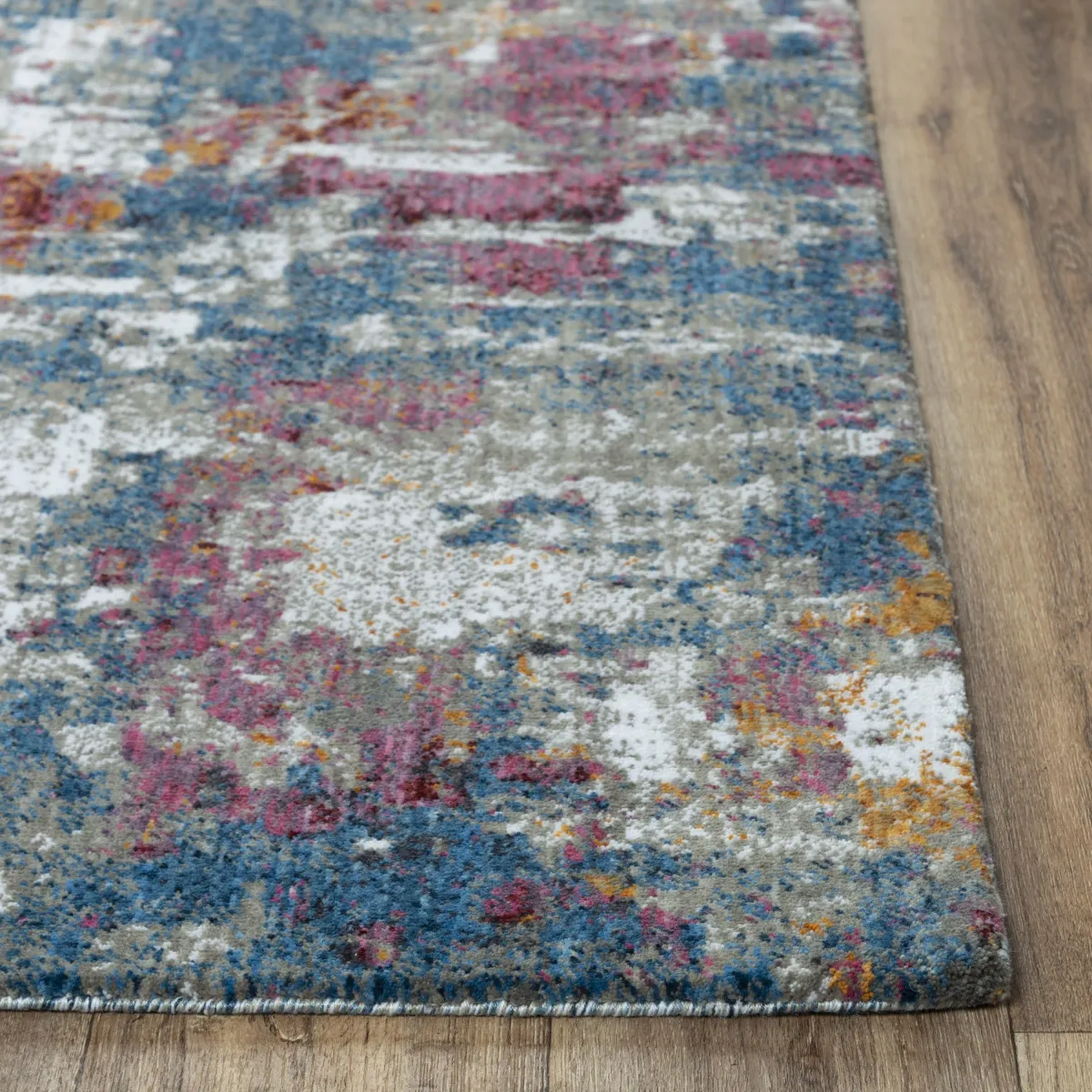 Signature Gray/Blue  Recycled Polyester 2'6" x 8' Runner Rug