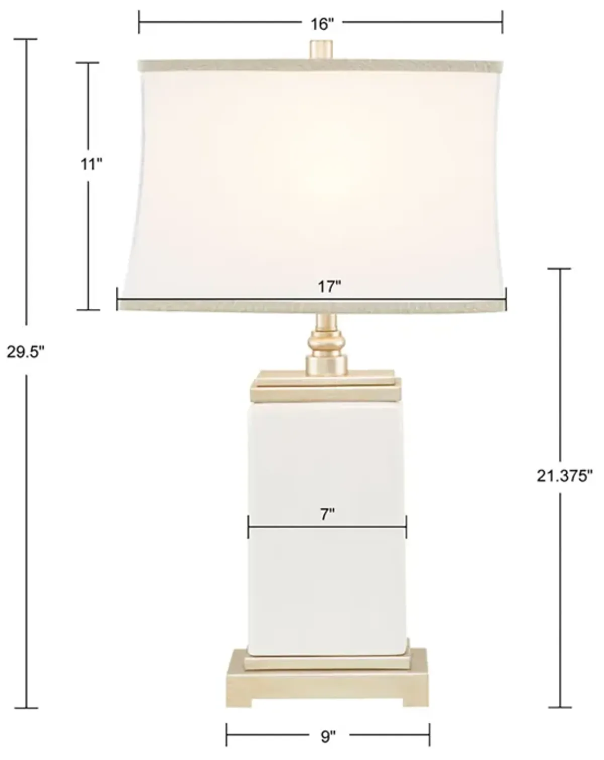 Hampton Hill Colette Ivory Rectangular Ceramic Table Lamp