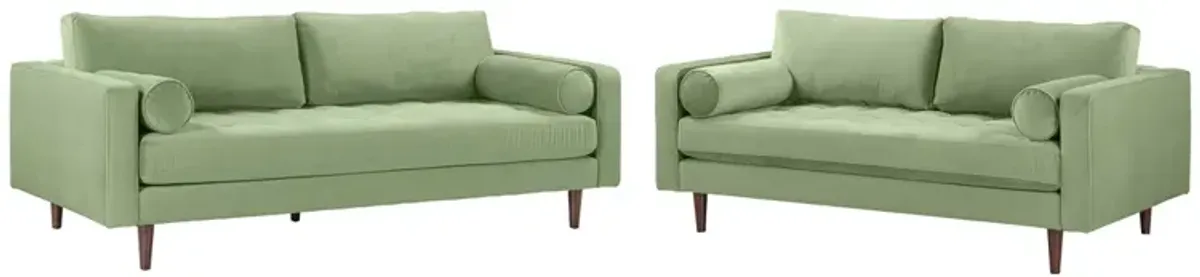 Cave Sage Green Velvet Living Room Set