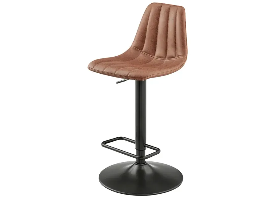 Robert KD PU Gaslift Swivel Bar Stool, Umber Brown 