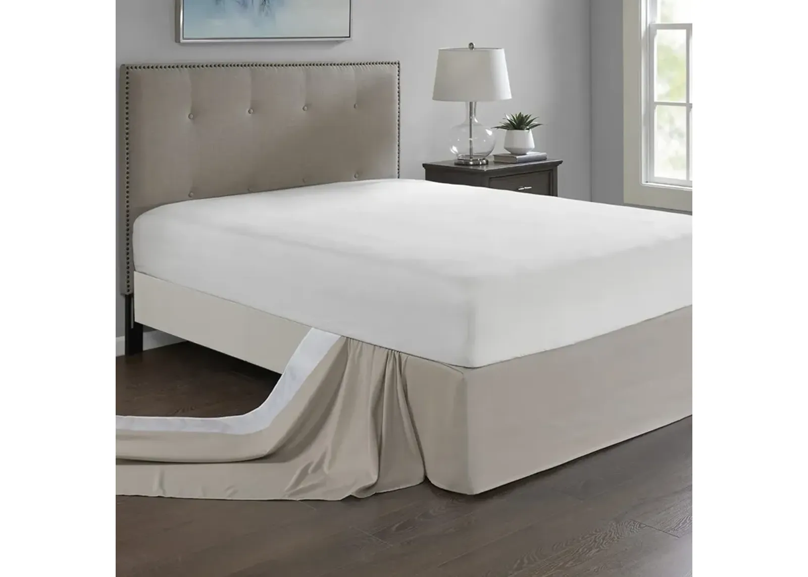 Madison Park Simple Fit Khaki Wrap Around Adjustable Bedskirt