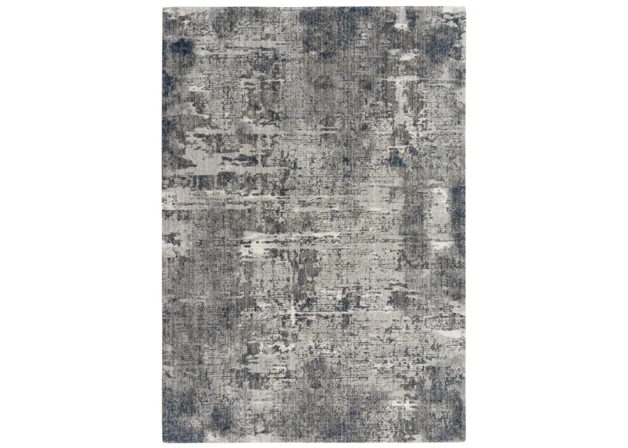 Ankara Gray/Blue Abstract Recycled Polyester 9'x12' Rectangle Rug