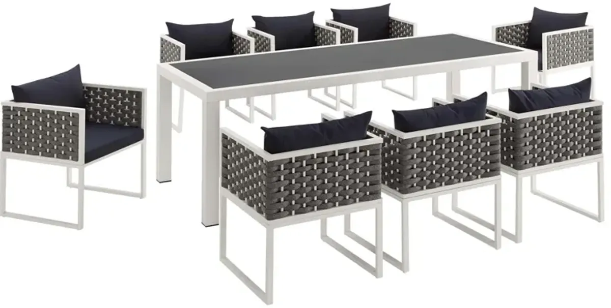 Stance 9 Piece Outdoor Patio Aluminum Dining Set