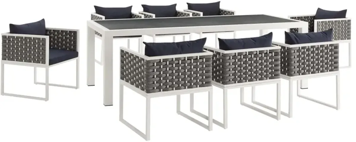 Stance 9 Piece Outdoor Patio Aluminum Dining Set