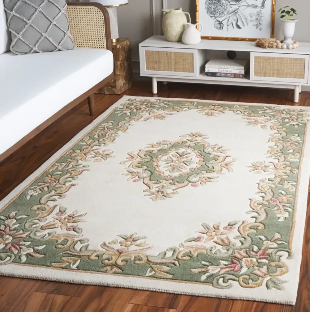 AUBUSSON 301 IVORY  5' x 8' Medium Rectangle Rug