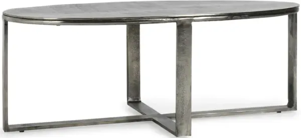 Flores 48" Industrial Oval Metal Nickel Coffee Table