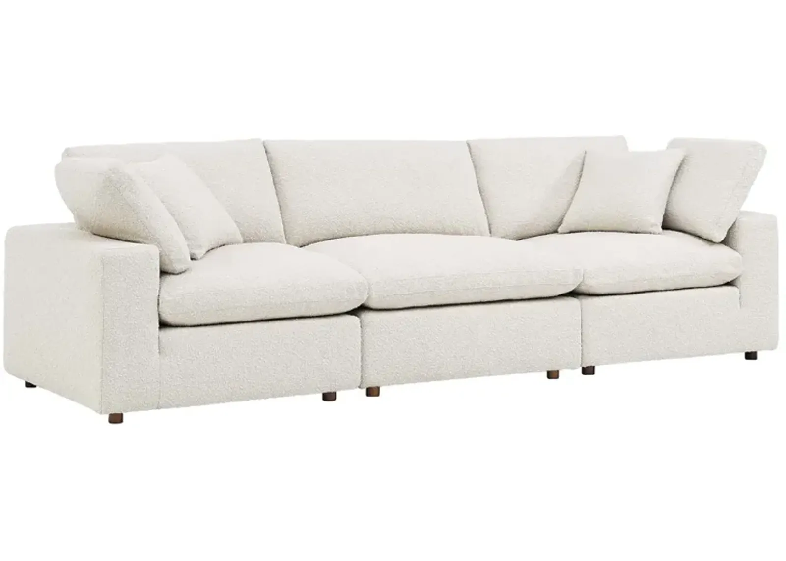 Commix Down Filled Overstuffed Boucle Fabric 3-Seater Sofa