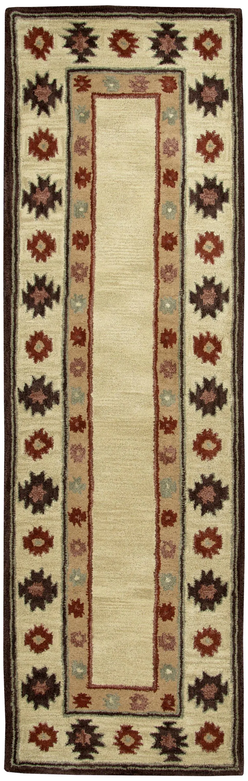 Southwest Beige Southwest/Tribal Wool 2'6" x 8' Runner Rug