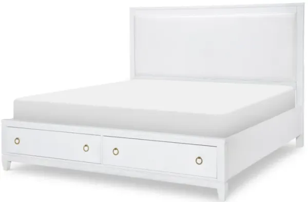 Summerland White Complete Upholstered Bed W Storage King 66 White Finish