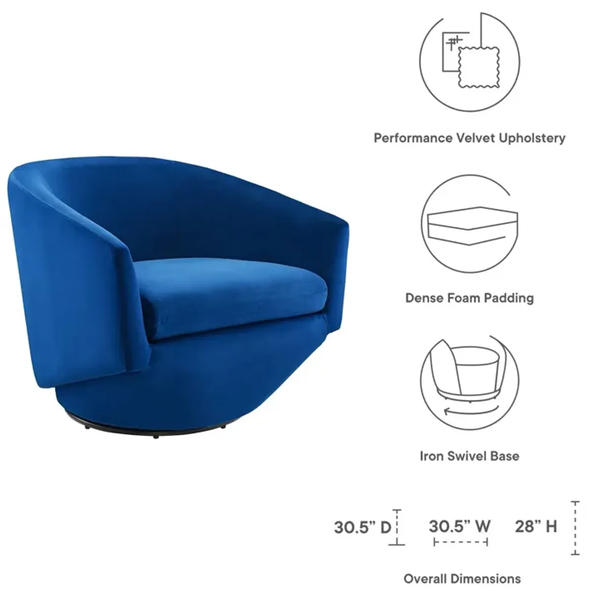 Series Performance Velvet Fabric Swivel Chair