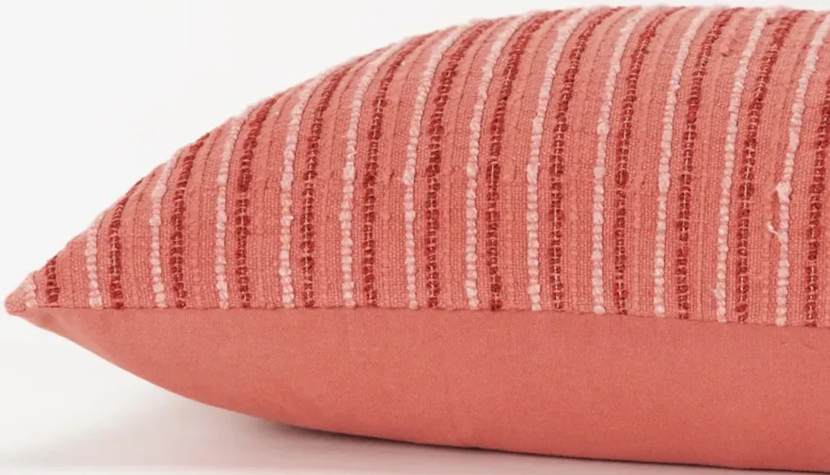 Stripe Patterned Solid Coral  Pillow