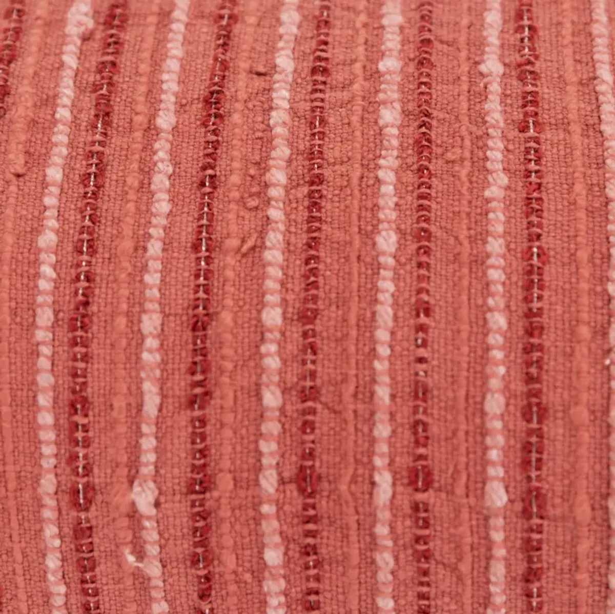 Stripe Patterned Solid Coral  Pillow