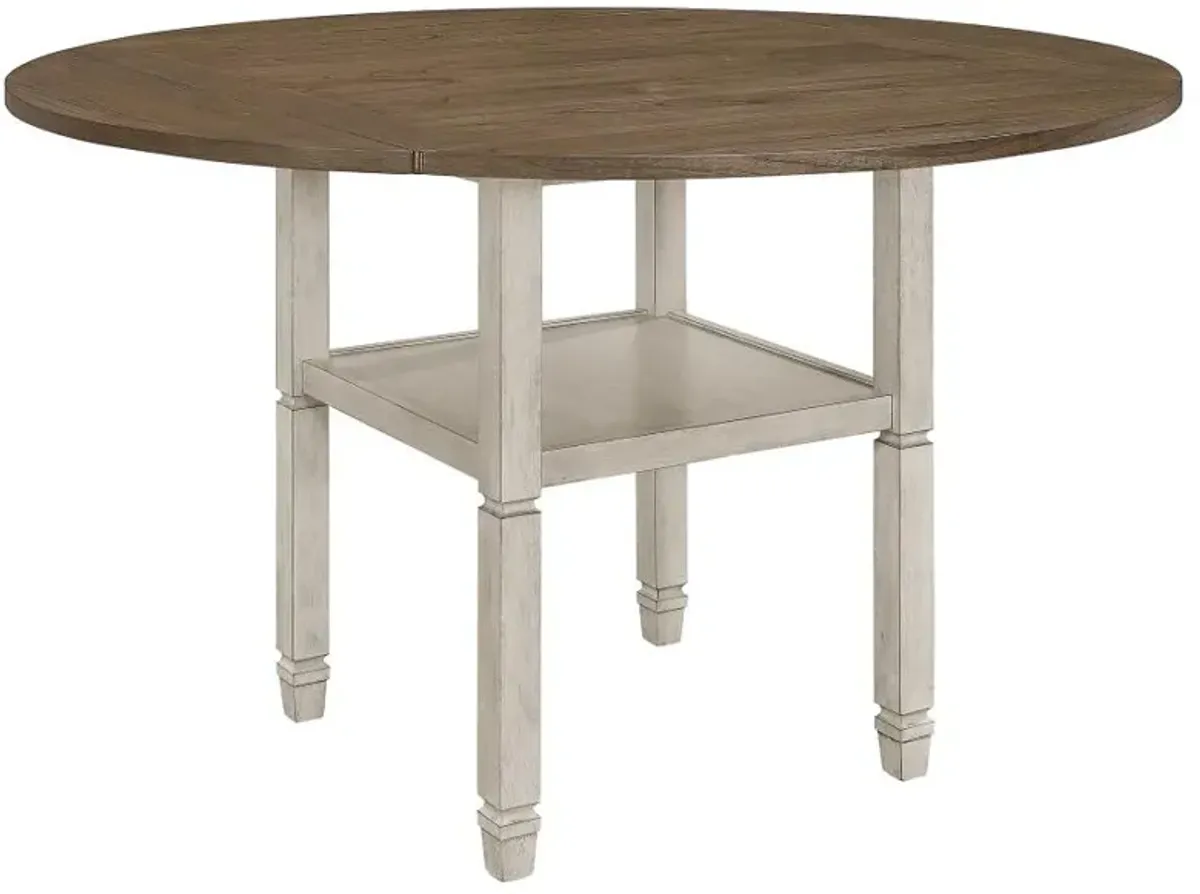 Sarasota Counter Height Table with Shelf Storage Nutmeg and Rustic Cream