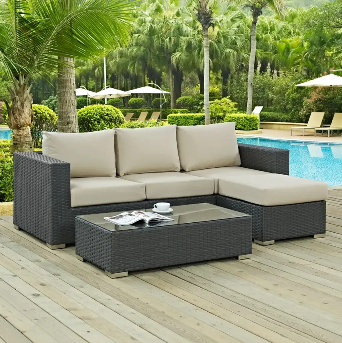 Sojourn 3-Piece Outdoor Sunbrella® Sectional Set