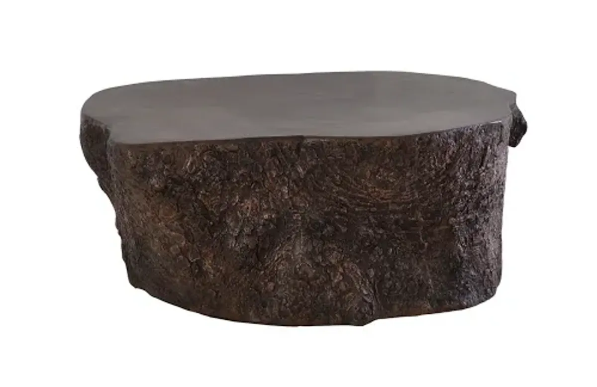 bark coffee table, bronze