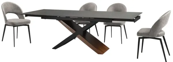 Milena Lucia 5 Piece Extendable Dining Set with Gray Fabric Chairs