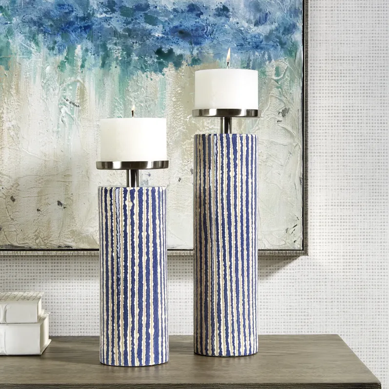 Havana Blue Candleholders, S/2