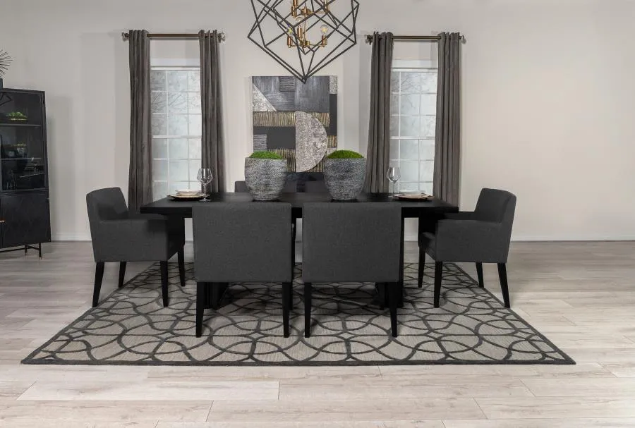 Catherine 7-piece Double Pedestal Dining Table Set Charcoal Grey and Black