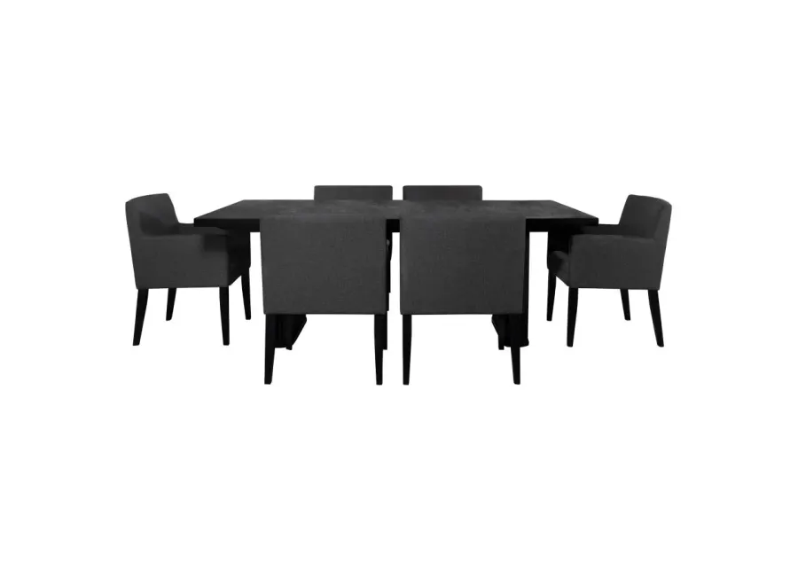 Catherine 7-piece Double Pedestal Dining Table Set Charcoal Grey and Black