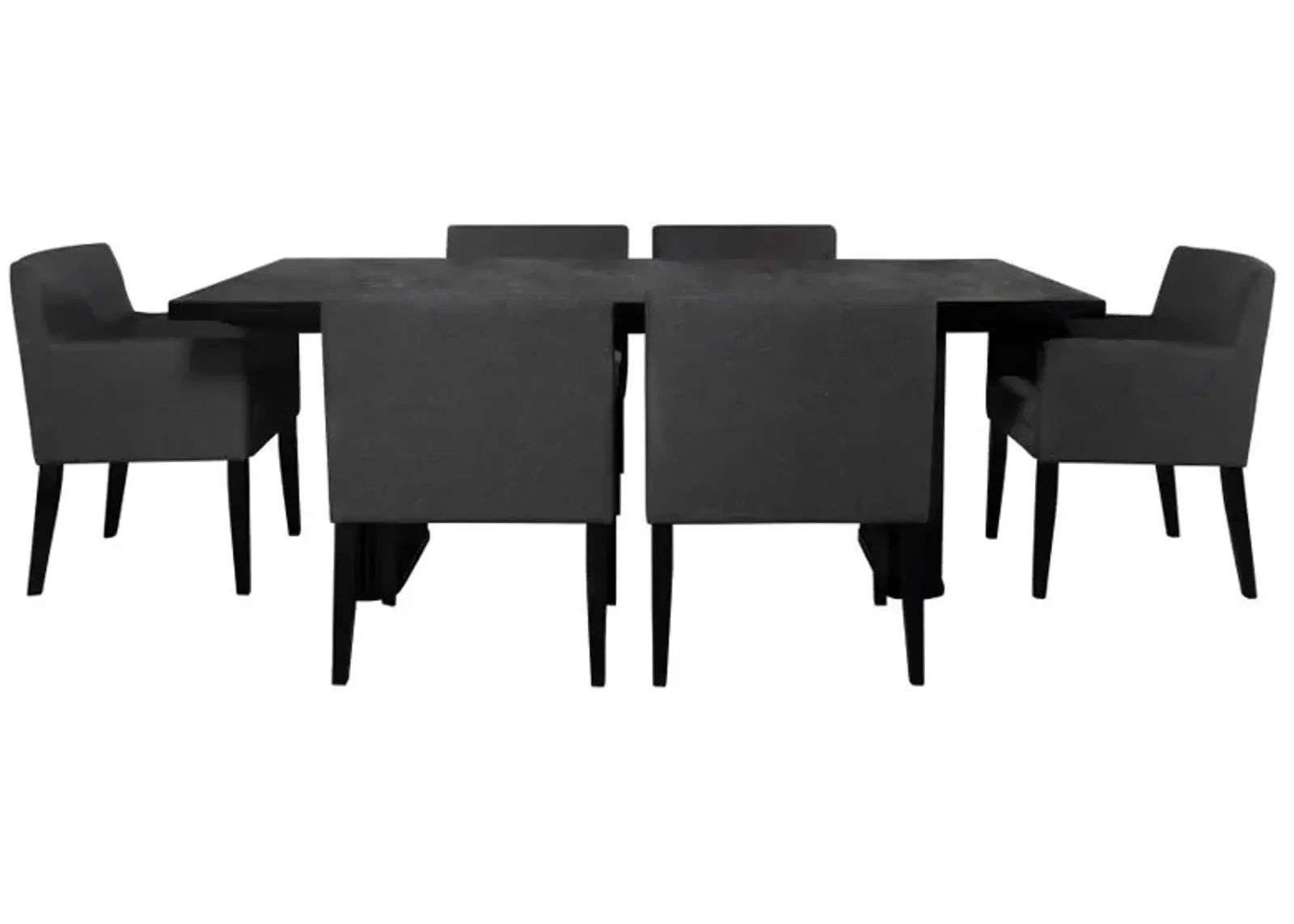 Catherine 7-piece Double Pedestal Dining Table Set Charcoal Grey and Black