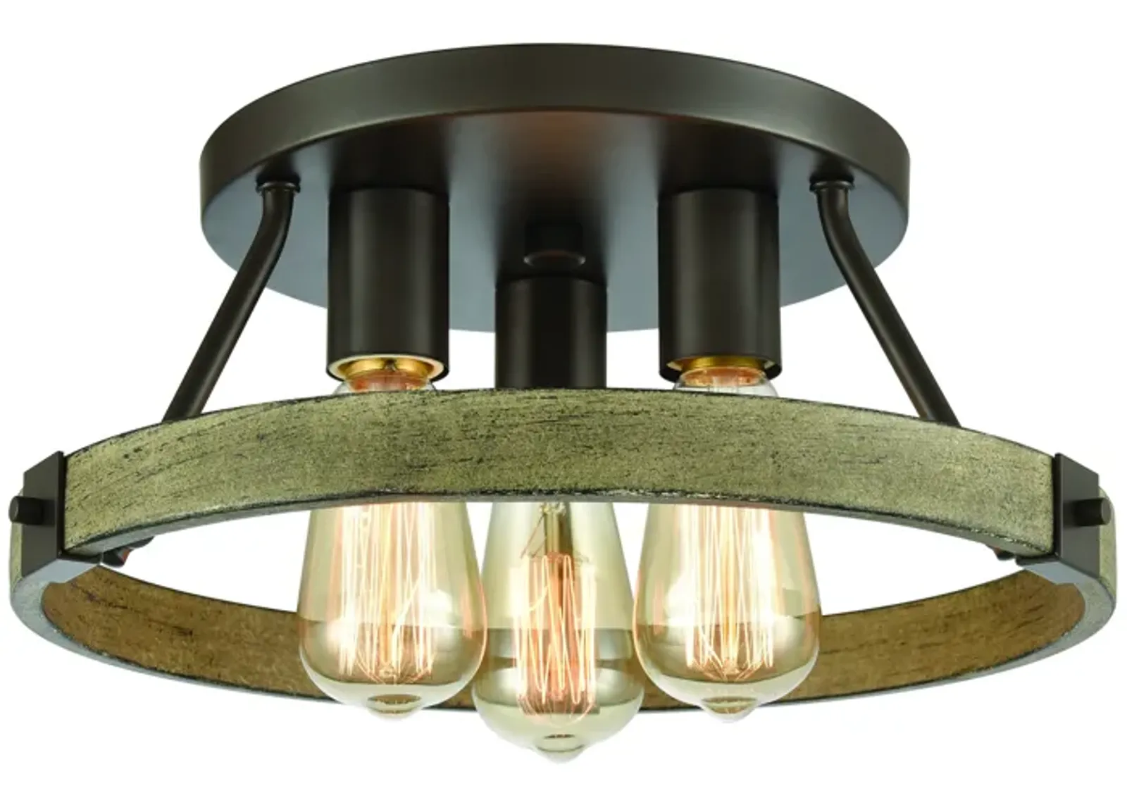 Transitions 14" Wide 3-Light Semi Flush Mount - Oil Rubbed Bronze