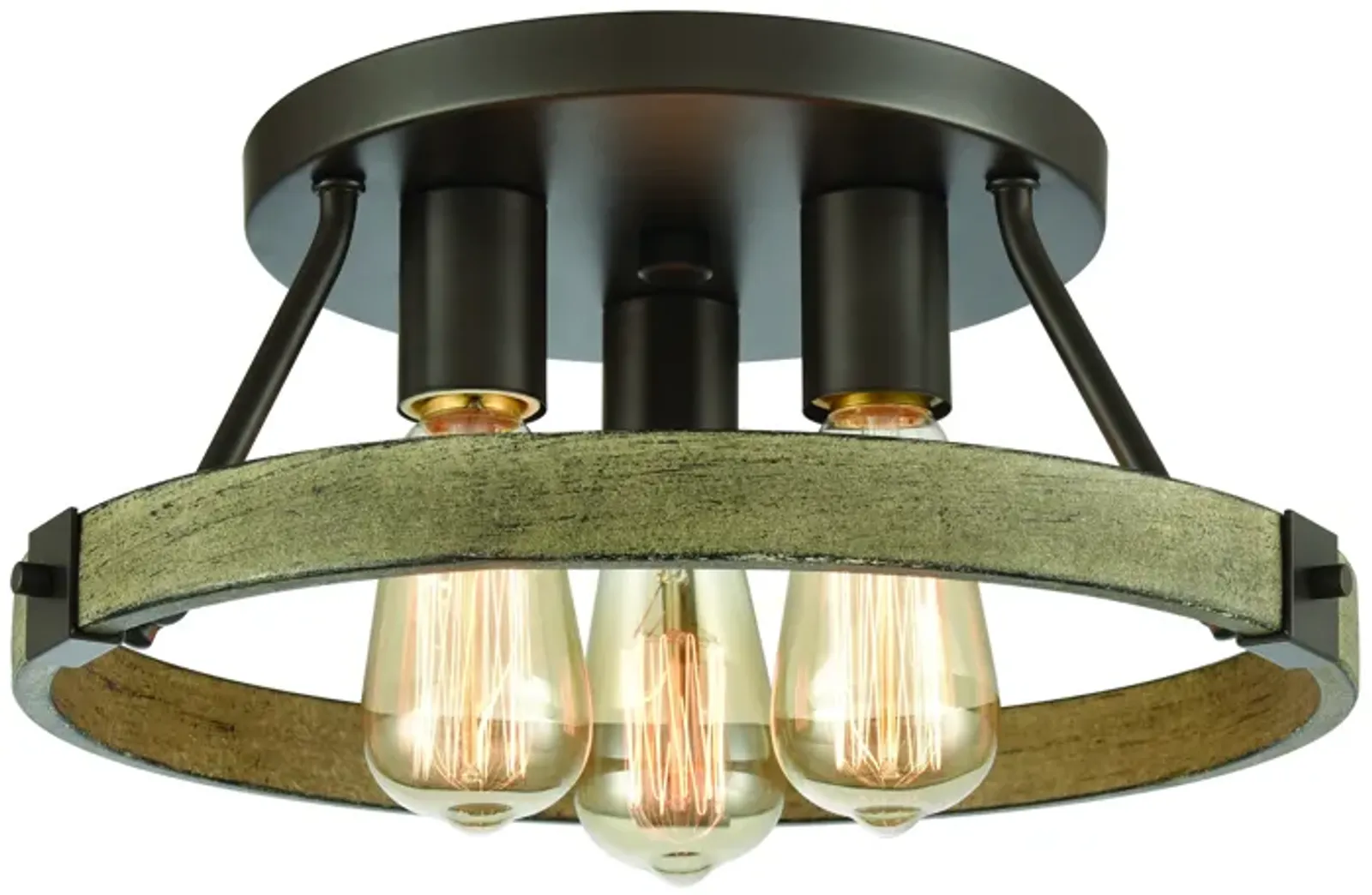 Transitions 14" Wide 3-Light Semi Flush Mount - Oil Rubbed Bronze