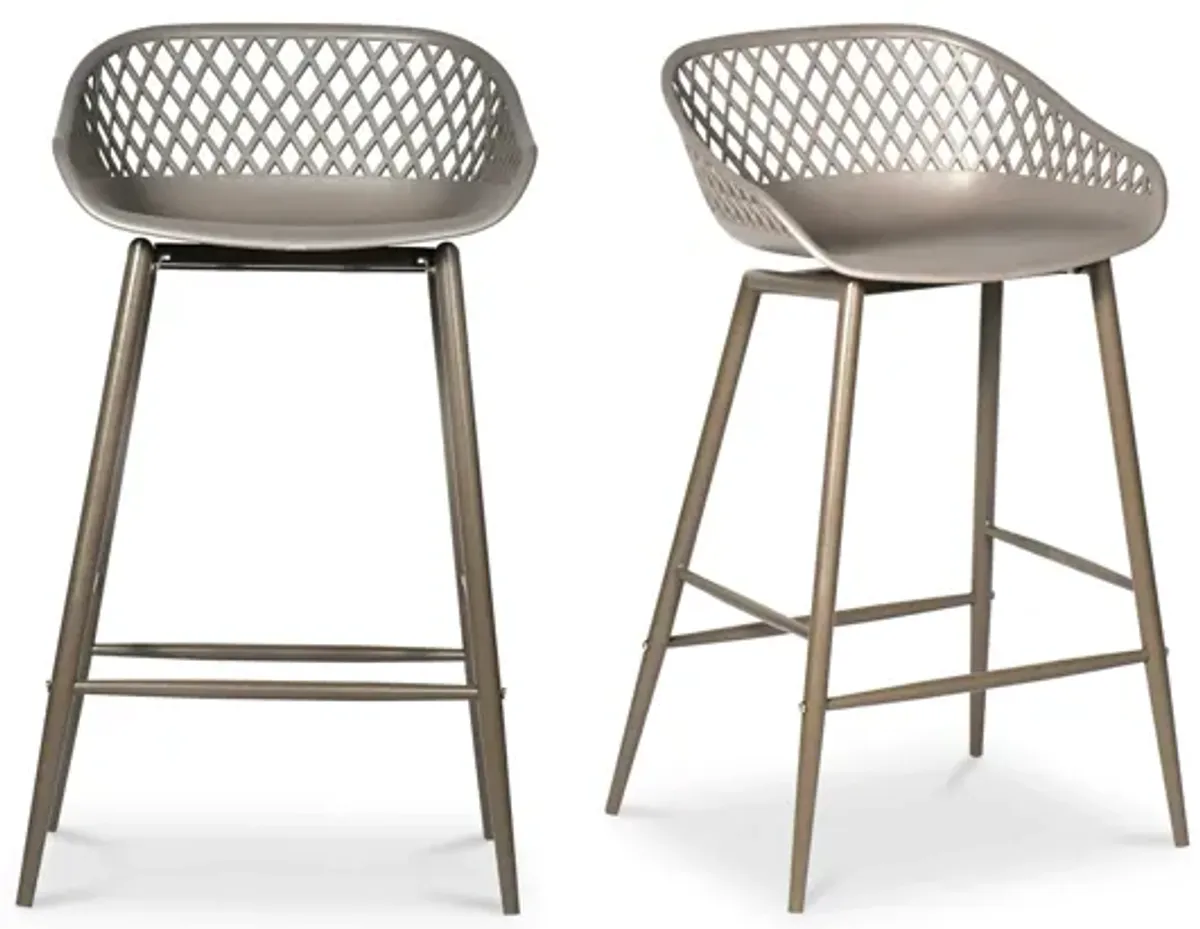 PIAZZA OUTDOOR COUNTER STOOL GREY-SET OF TWO