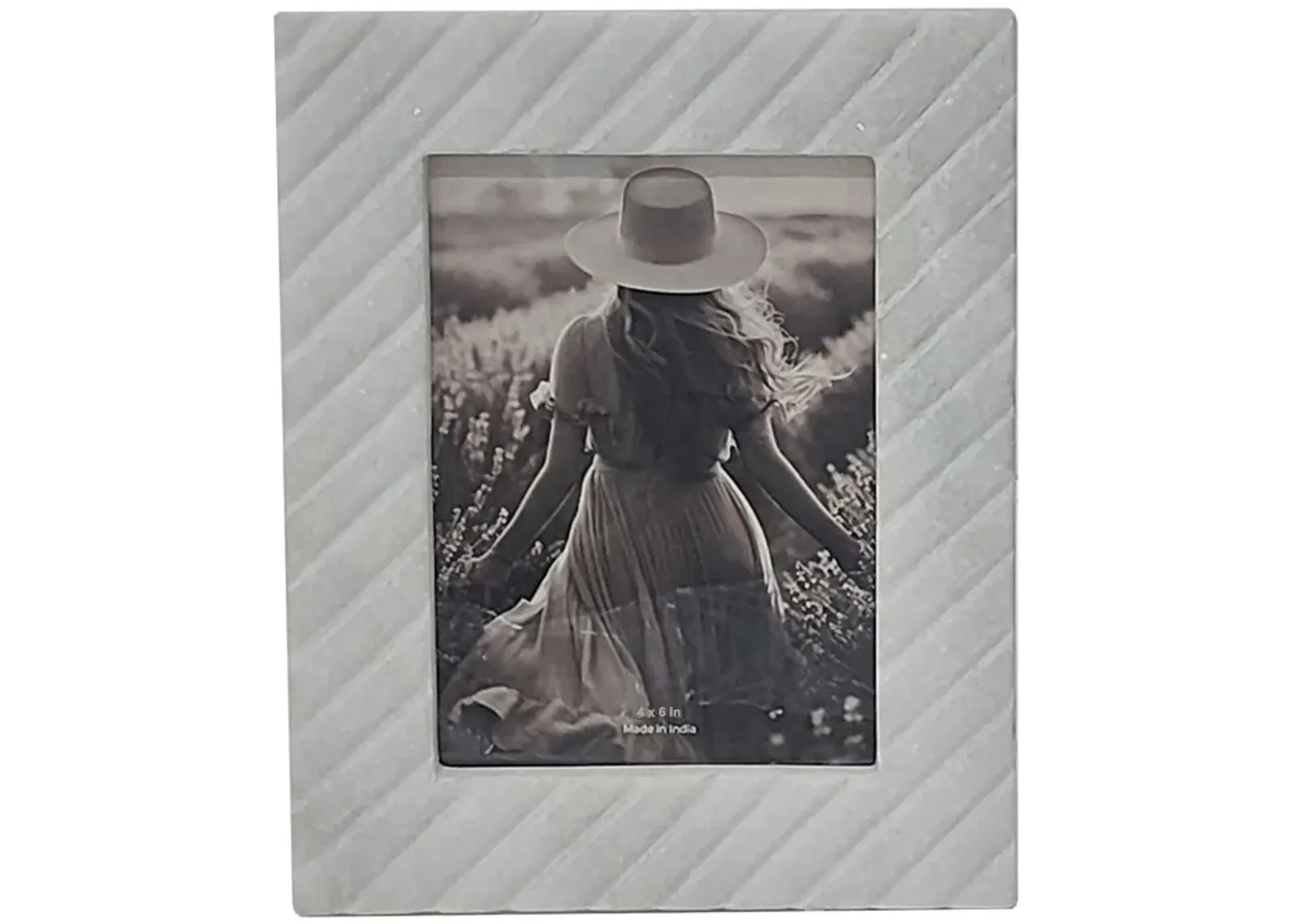 4x6 Marble Border Photo Frame, White