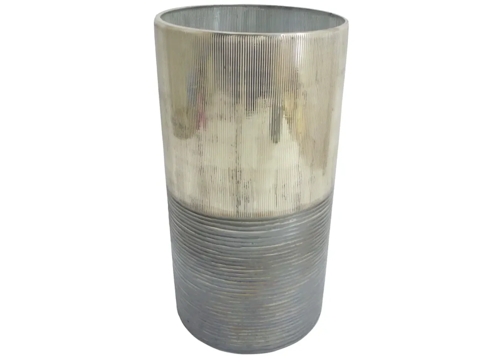 Glass, 13" Metallic 2-tone Vase, Silver