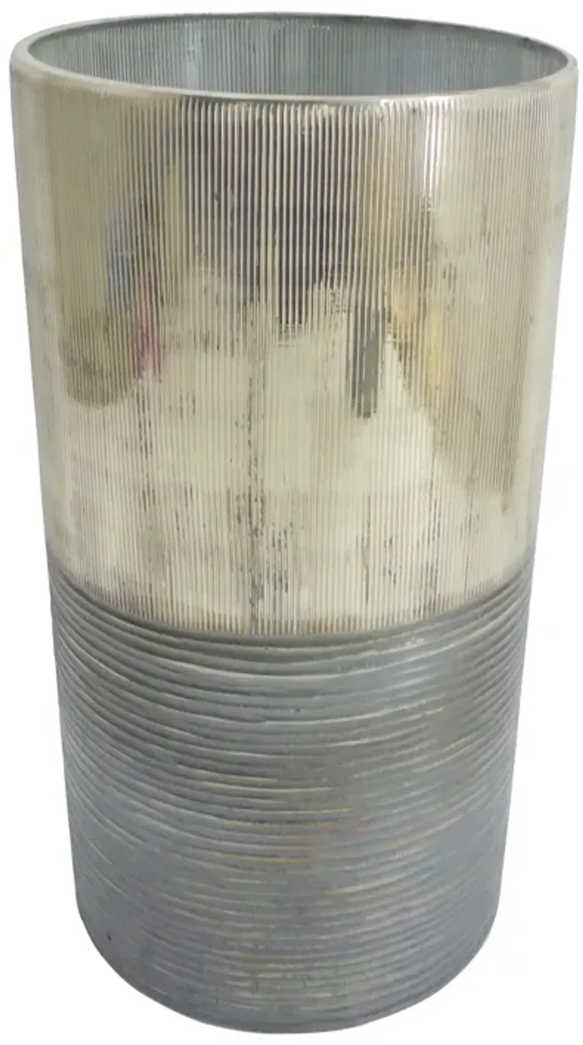 Glass, 13" Metallic 2-tone Vase, Silver