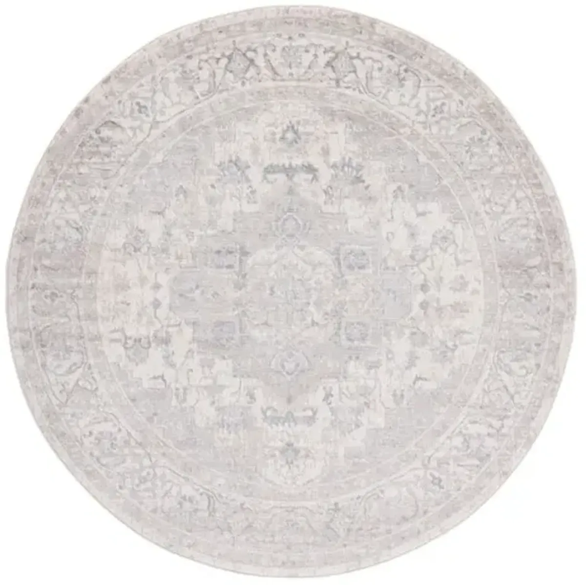 Brentwood 851 Ivory / Grey 6'-7" X 6'-7" Round Round Powerloomed Rug