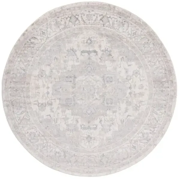 Brentwood 851 Ivory / Grey 6'-7" X 6'-7" Round Round Powerloomed Rug