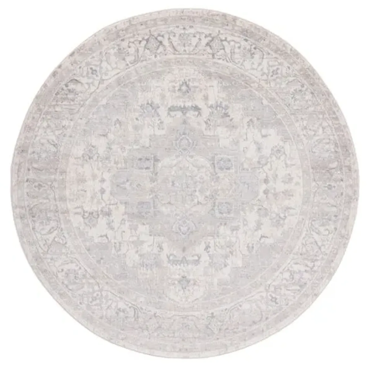 Brentwood 851 Ivory / Grey 6'-7" X 6'-7" Round Round Powerloomed Rug