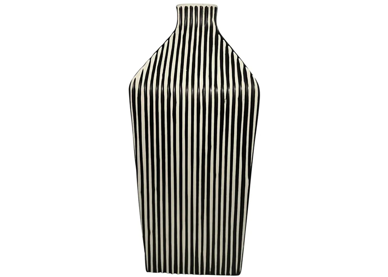 11" Lines Square Vase, Black/white