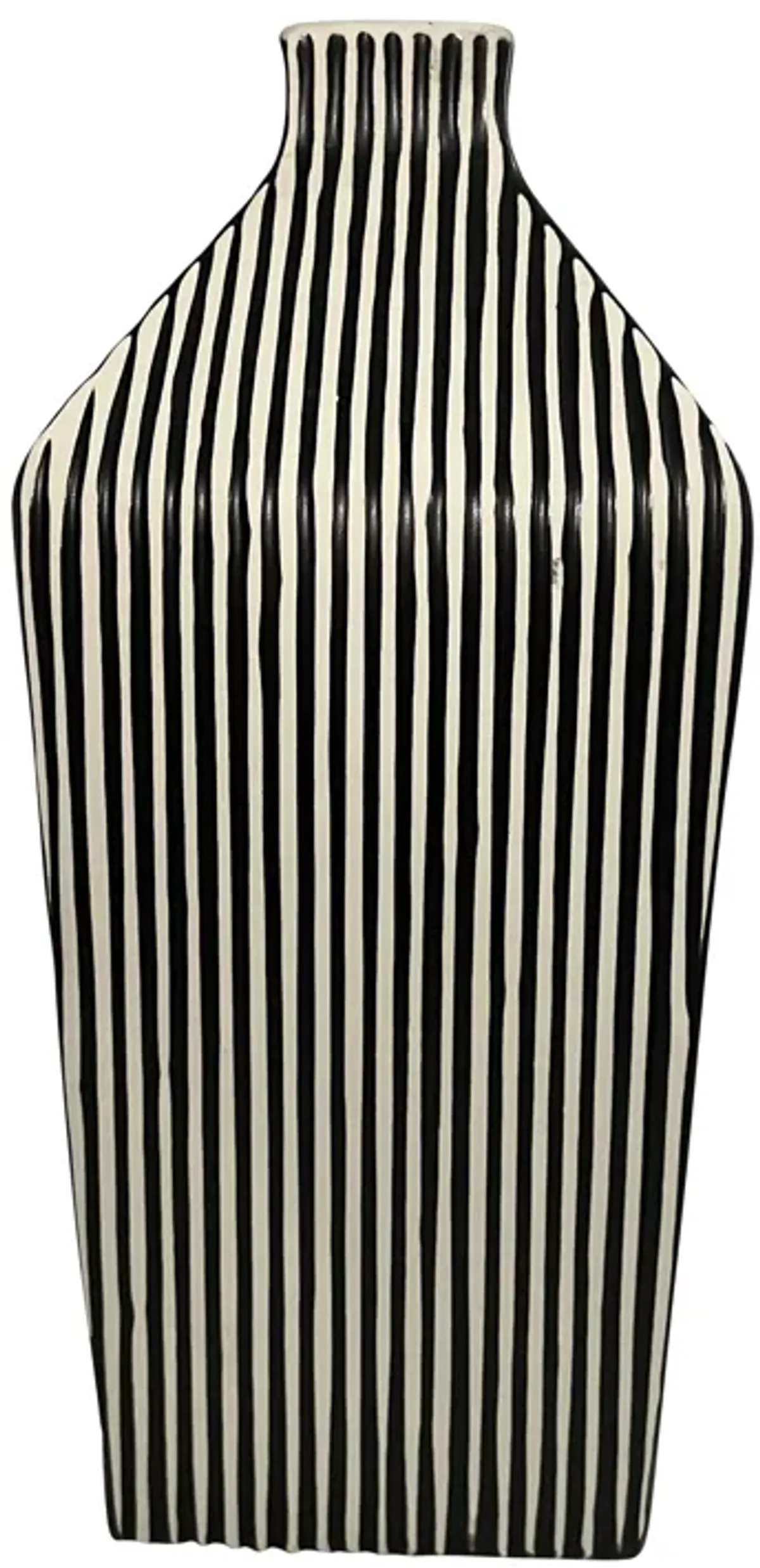 11" Lines Square Vase, Black/white