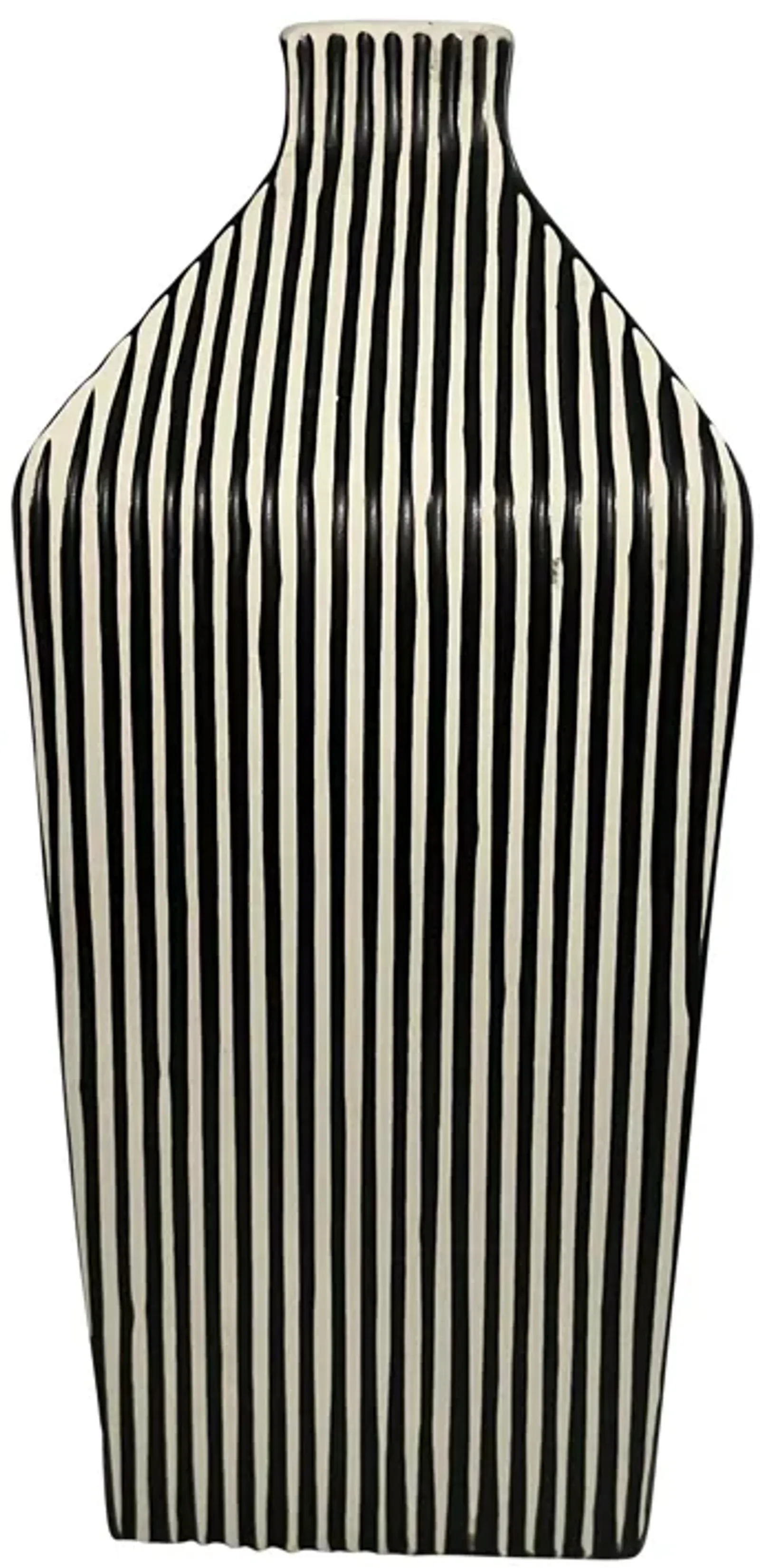 11" Lines Square Vase, Black/white