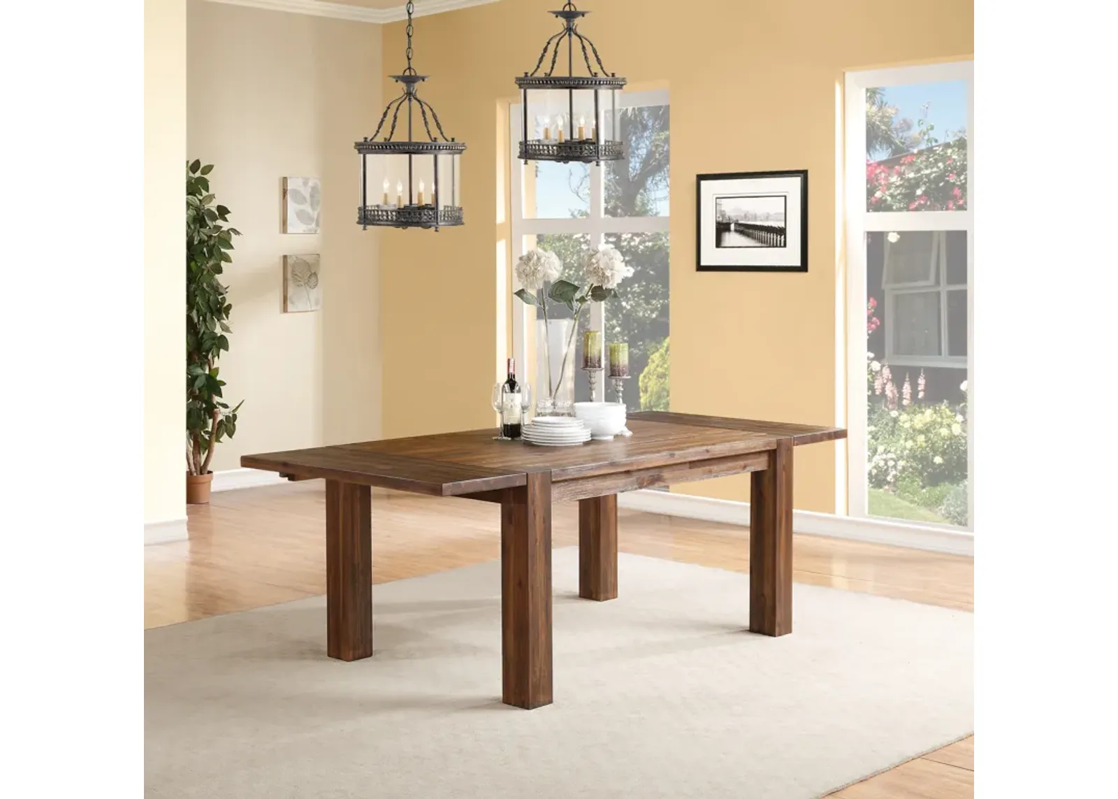 Meadow Solid Wood Extending Dining Table in Brick Brown