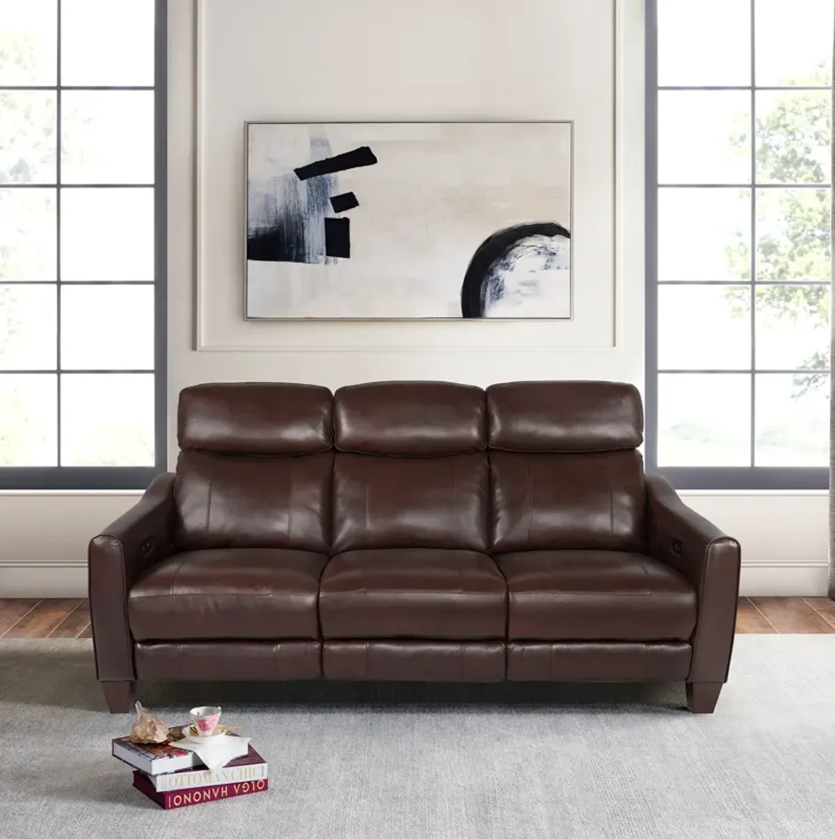 Milos 83" Zero Gravity Power Reclining Sofa in Chocolate Leather