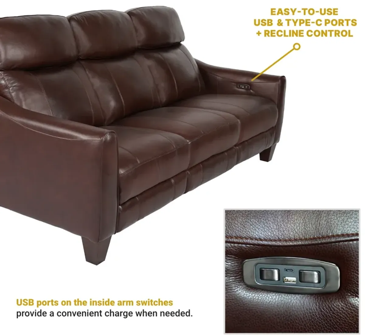 Milos 83" Zero Gravity Power Reclining Sofa in Chocolate Leather