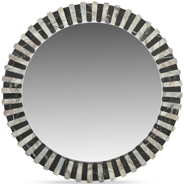 Isolde Mirror Black and Beige Marble