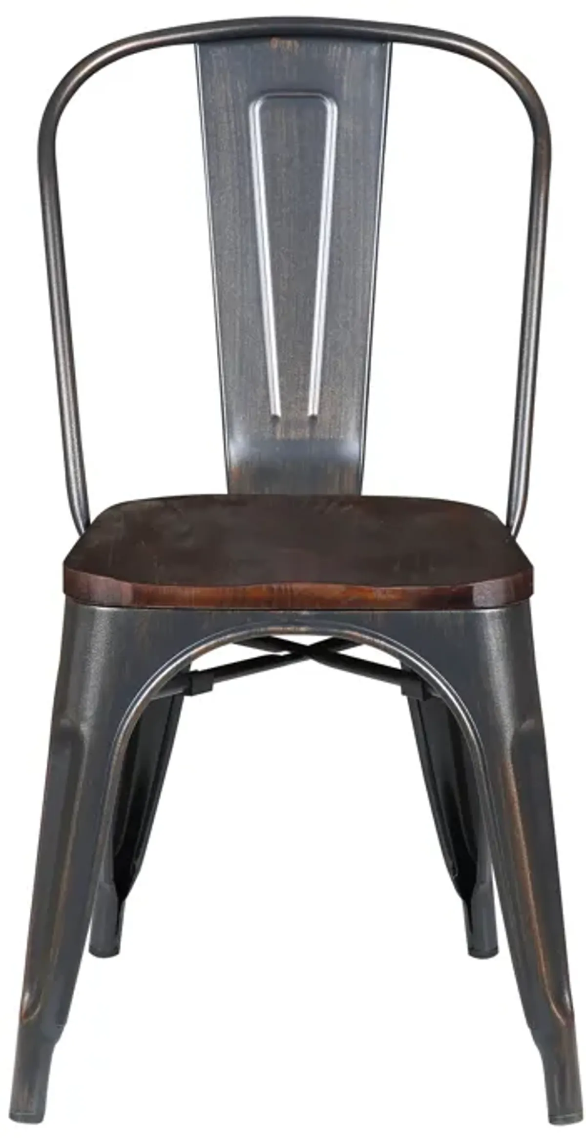 Danne Stacking Side Chair in Antique Black with Walnut Seat - Set of 4