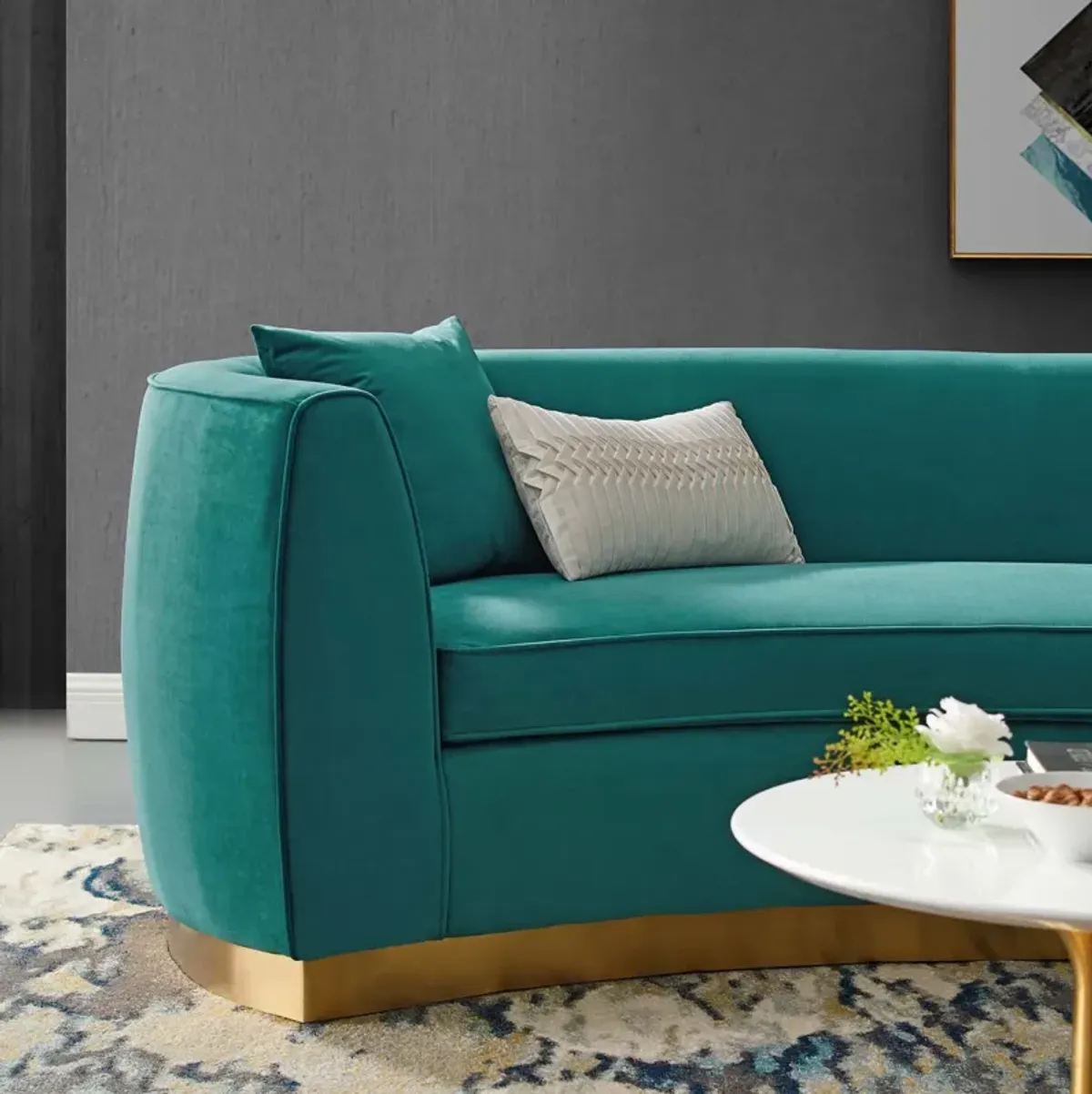 Resolute Curved Performance Velvet Sofa