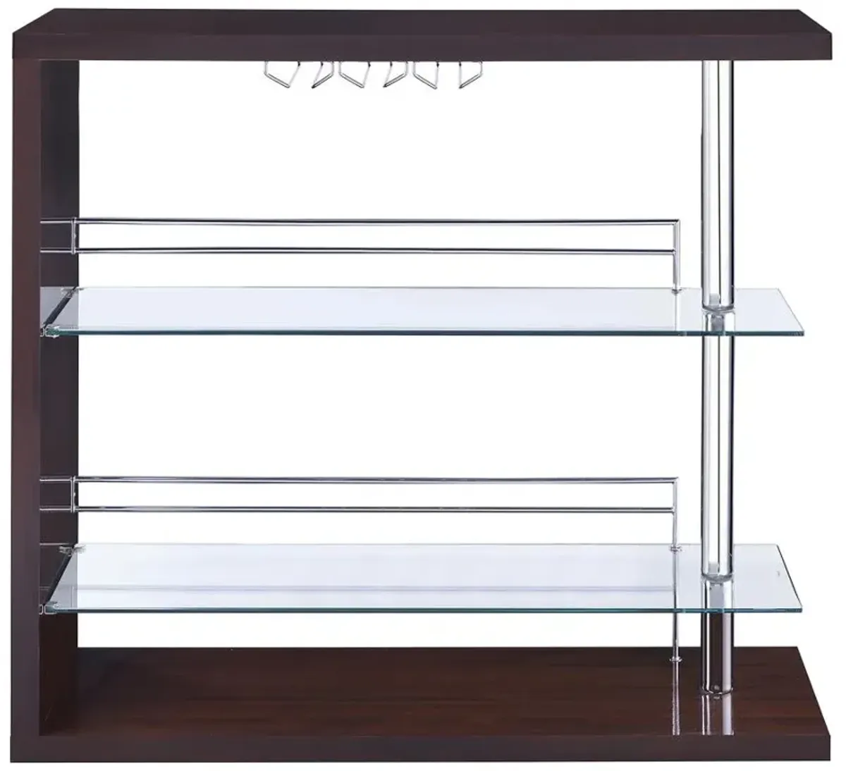 Prescott Rectangular 2-shelf Bar Unit Glossy Cappuccino