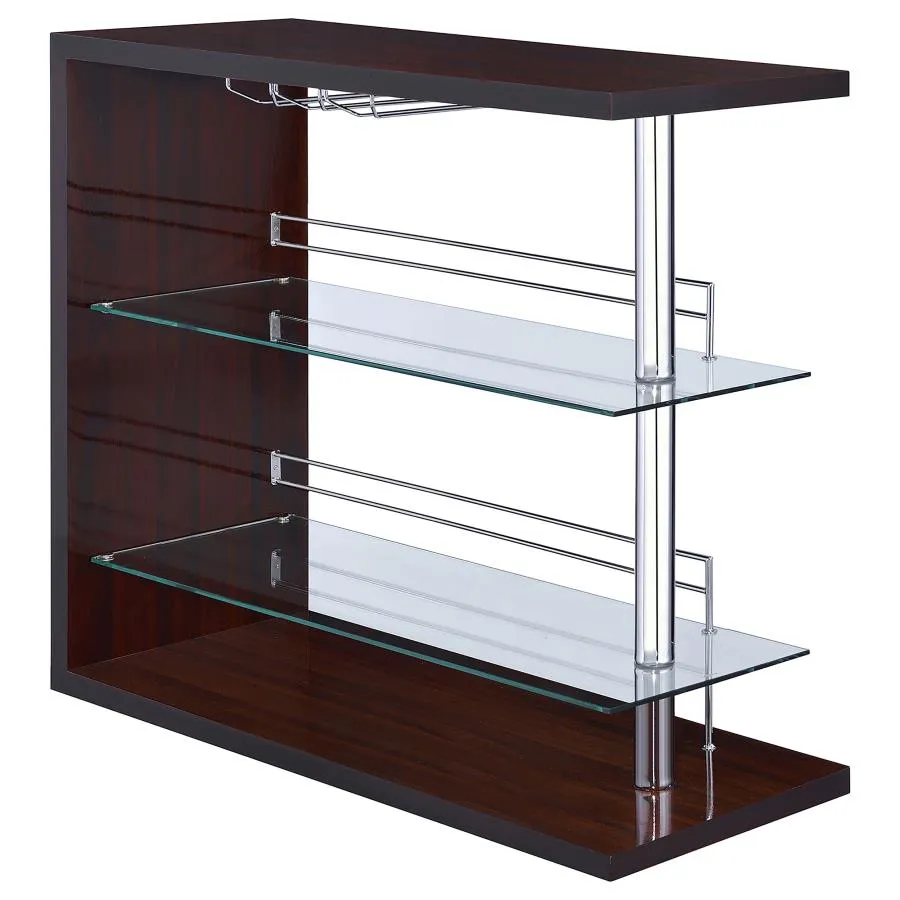 Prescott Rectangular 2-shelf Bar Unit Glossy Cappuccino