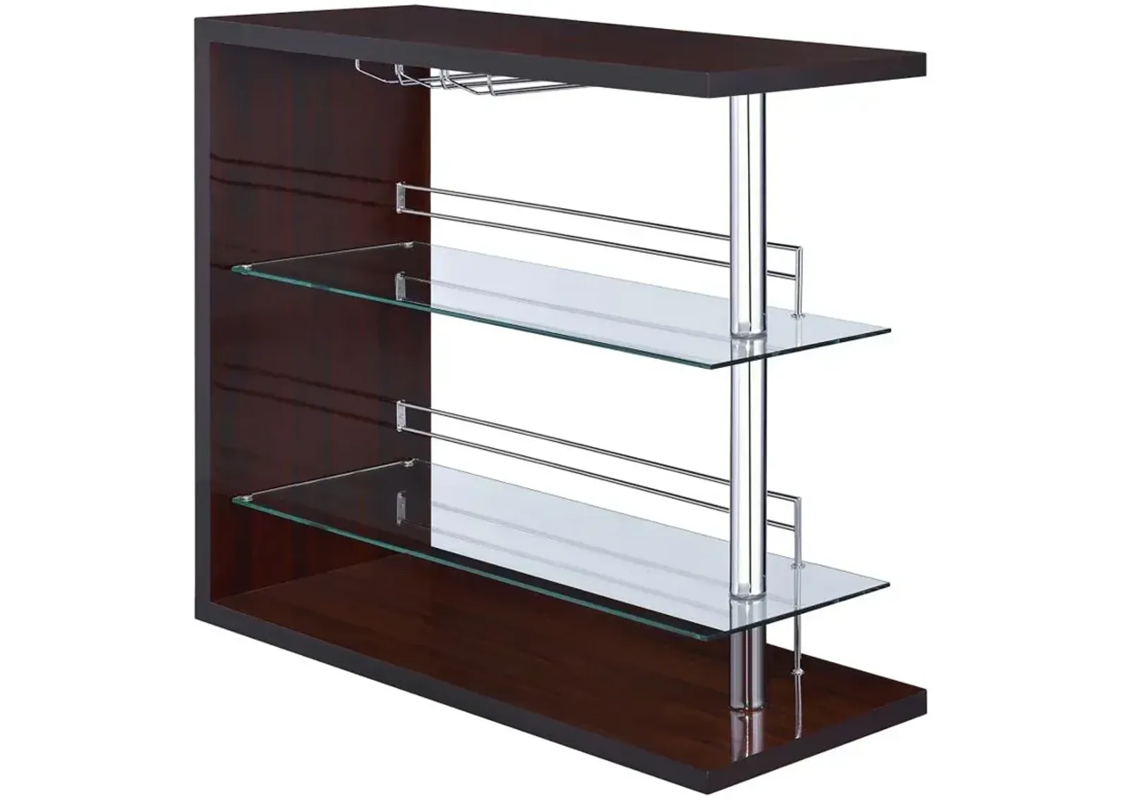 Prescott Rectangular 2-shelf Bar Unit Glossy Cappuccino