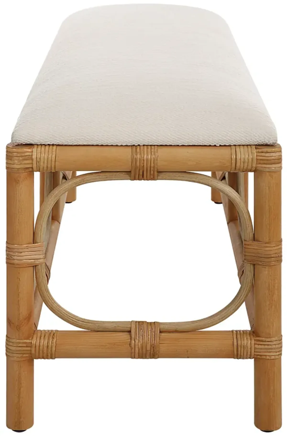 Laguna White Fabric Rattan Bench