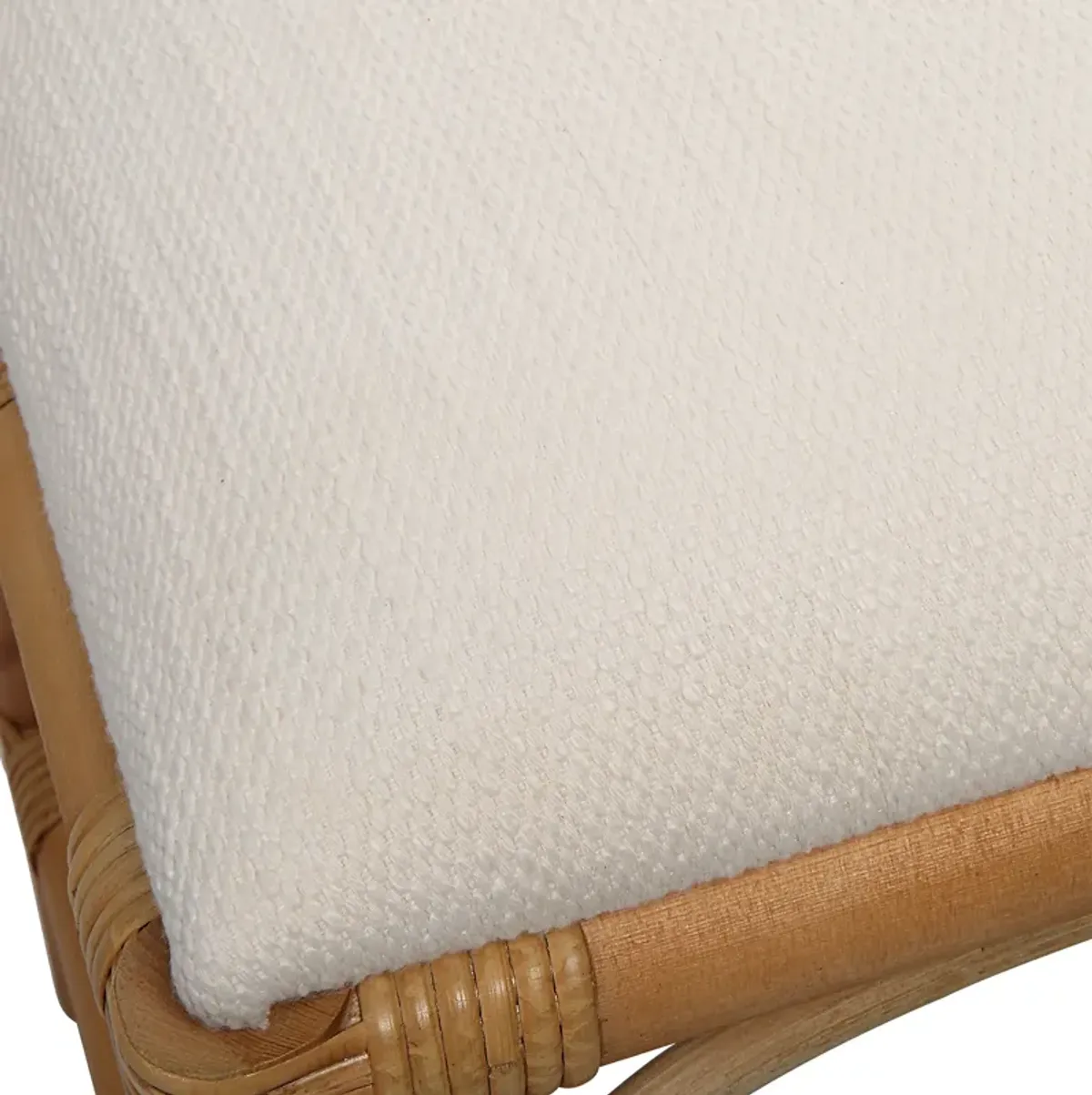 Laguna White Fabric Rattan Bench