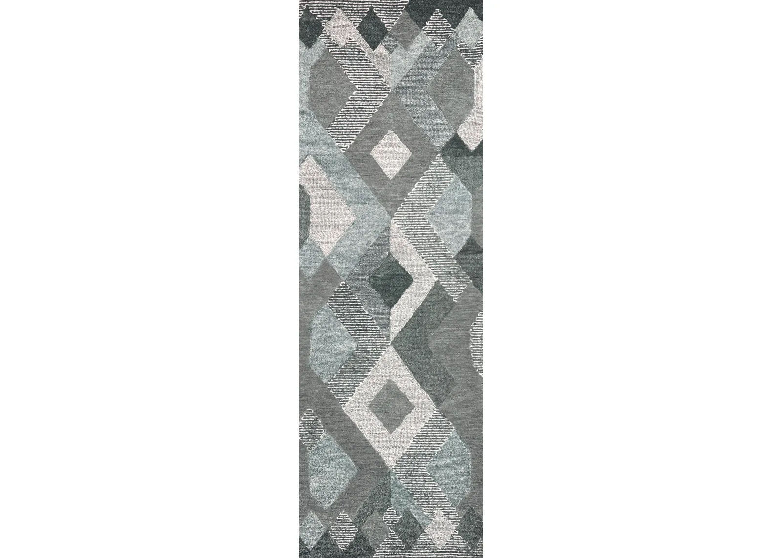 Idyllic Dark Gray Geometric Wool 2'6" x 8' Runner Rug