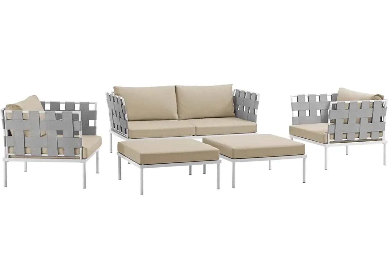 Harmony 5 Piece Outdoor Patio Aluminum Sectional Sofa Set